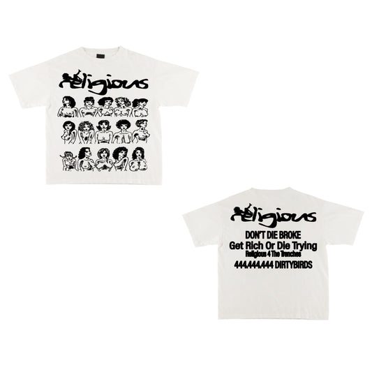 Religious Garments™ “Get Rich or Die Trying” Tee – White